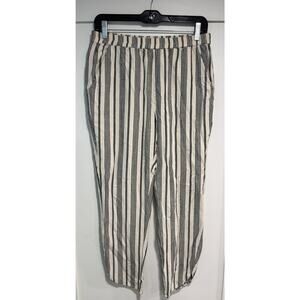 MARINE LAYER Allison Pants Tencel Dolphin Hem Cropped Striped Size M